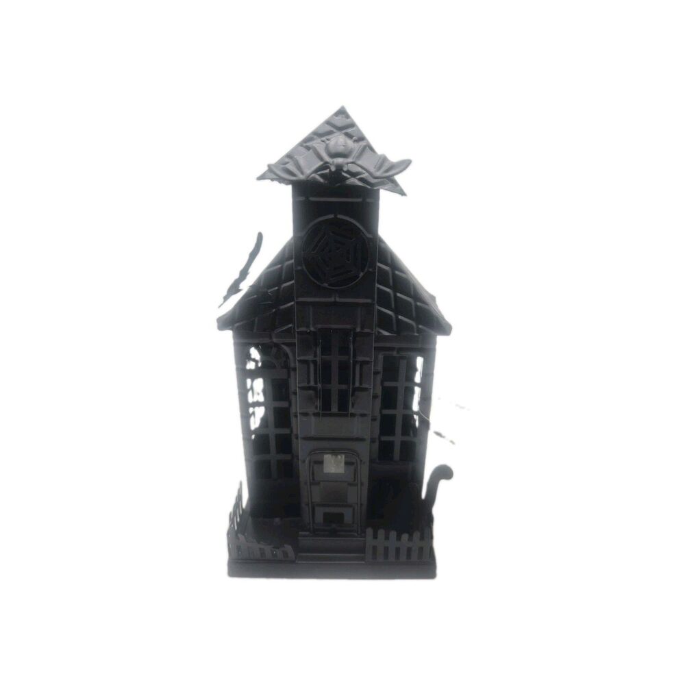 SPOOKY VILLAGE HALLOWEEN HAUNTED METAL HOUSE WITH LED LIGHT L:4 1/2" W:4"H:9 1/2